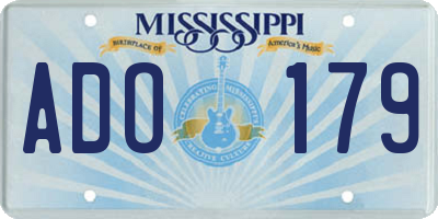 MS license plate ADO179