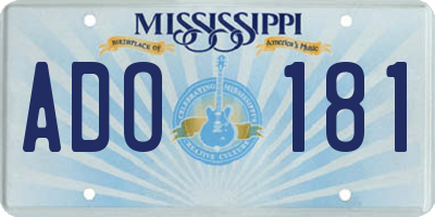 MS license plate ADO181