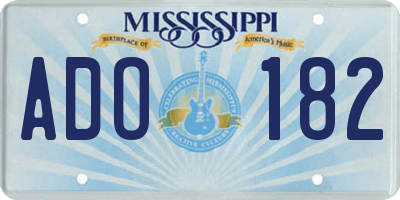 MS license plate ADO182