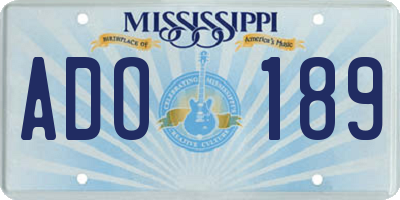 MS license plate ADO189