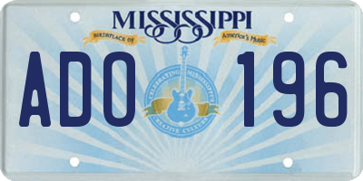 MS license plate ADO196