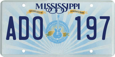 MS license plate ADO197