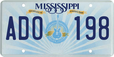 MS license plate ADO198