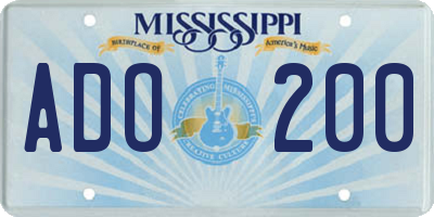 MS license plate ADO200