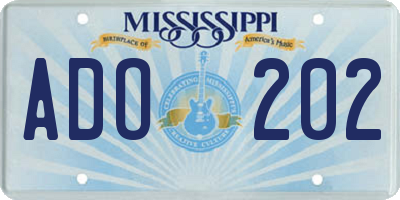 MS license plate ADO202