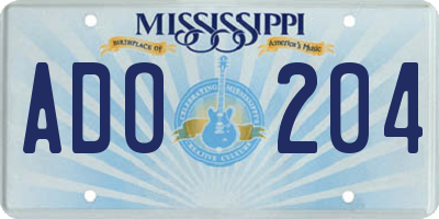 MS license plate ADO204