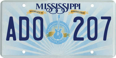MS license plate ADO207