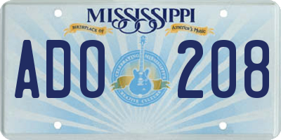MS license plate ADO208