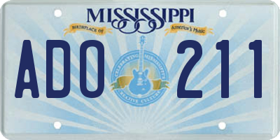 MS license plate ADO211