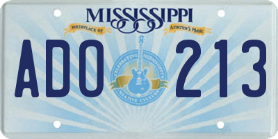MS license plate ADO213