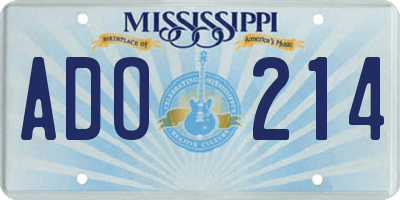 MS license plate ADO214