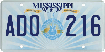 MS license plate ADO216