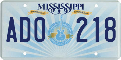 MS license plate ADO218
