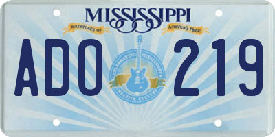 MS license plate ADO219