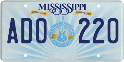 MS license plate ADO220