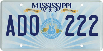 MS license plate ADO222