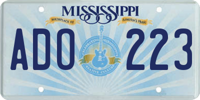 MS license plate ADO223