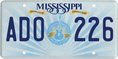 MS license plate ADO226