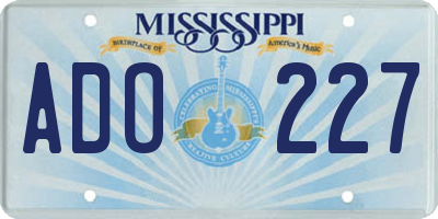 MS license plate ADO227