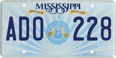 MS license plate ADO228