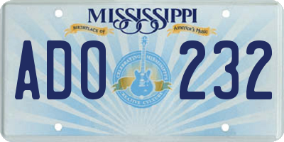 MS license plate ADO232