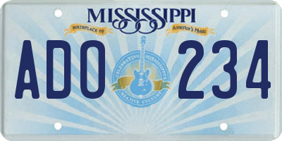MS license plate ADO234