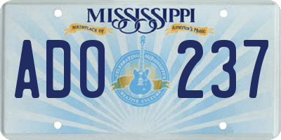 MS license plate ADO237