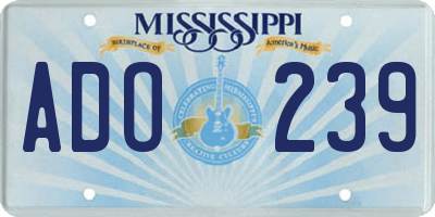 MS license plate ADO239