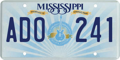 MS license plate ADO241