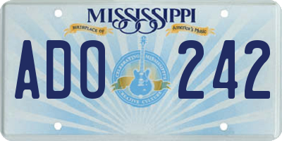 MS license plate ADO242