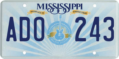 MS license plate ADO243