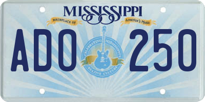MS license plate ADO250