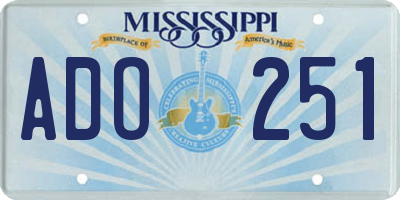MS license plate ADO251