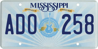 MS license plate ADO258