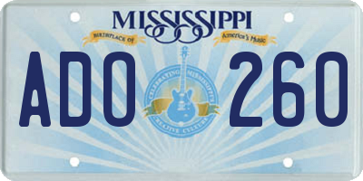 MS license plate ADO260