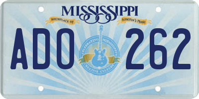 MS license plate ADO262