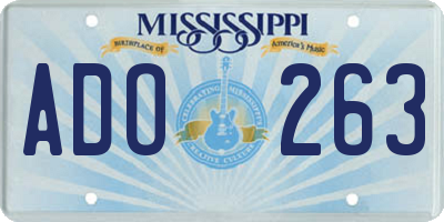 MS license plate ADO263