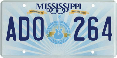 MS license plate ADO264