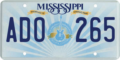 MS license plate ADO265