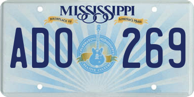 MS license plate ADO269