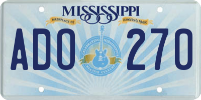 MS license plate ADO270