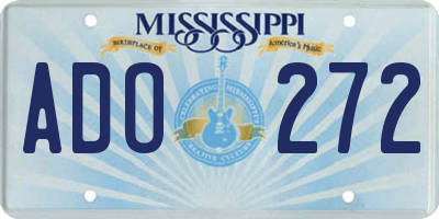 MS license plate ADO272
