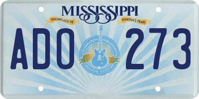 MS license plate ADO273