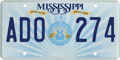 MS license plate ADO274