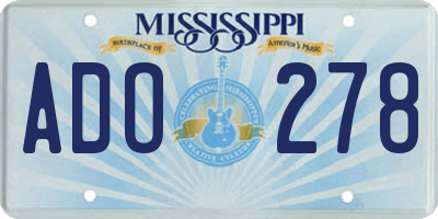 MS license plate ADO278