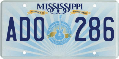 MS license plate ADO286