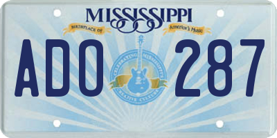 MS license plate ADO287