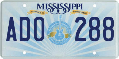 MS license plate ADO288
