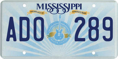 MS license plate ADO289