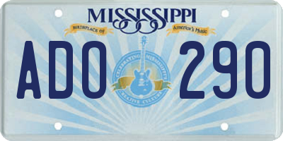 MS license plate ADO290